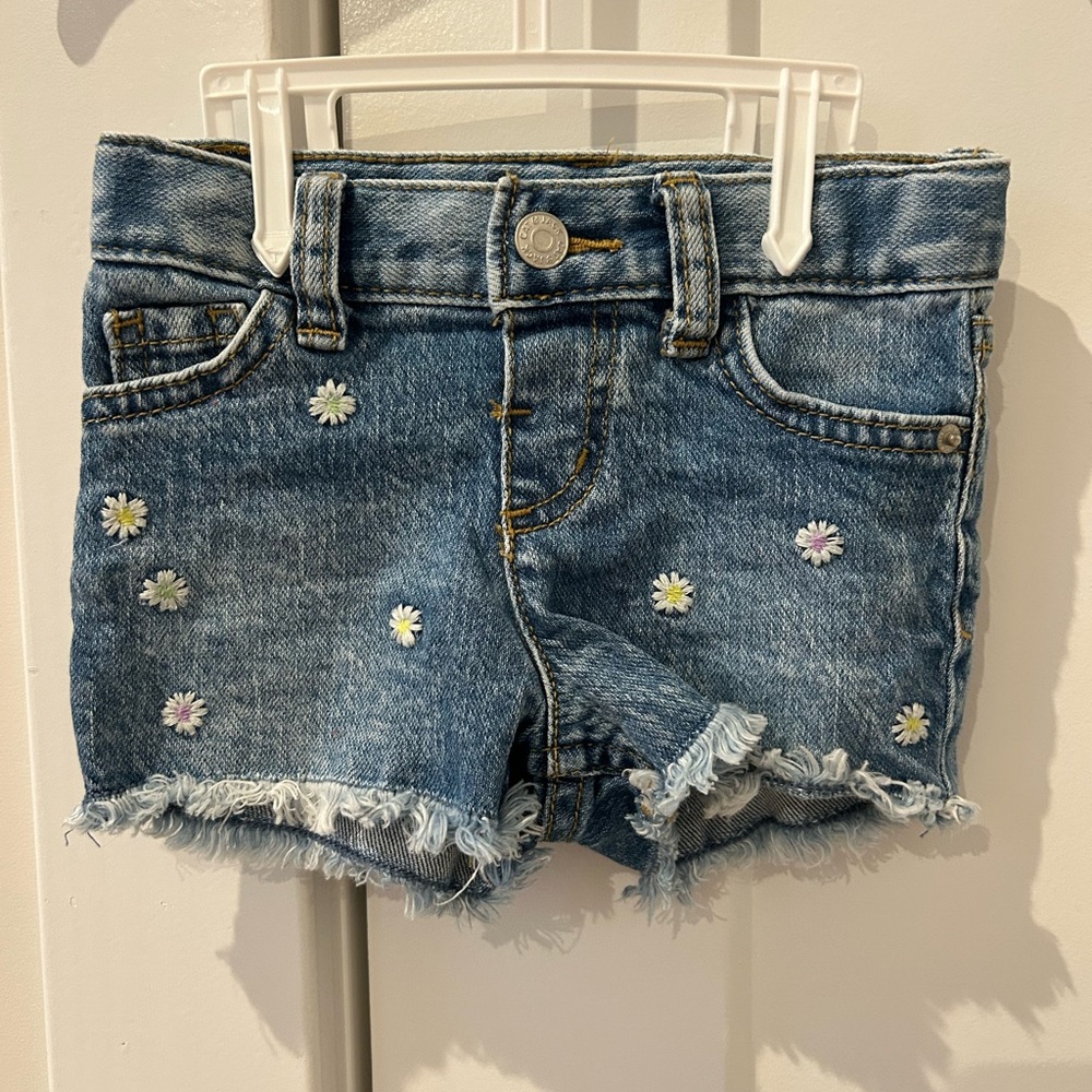 Cat & Jack Light Blue Denim Kids Shorts with Daisy Embroidery